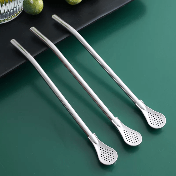 Jimei Long Straw Spoon 304 Stainless Steel Integrated Filter, Detachable, Comes with a Straw Brush, 1 Piece 4