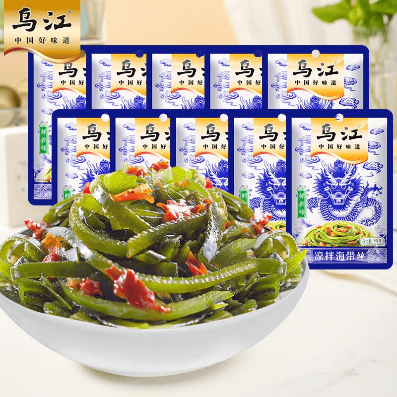 【中國直郵】 烏江 海帶絲涼拌海味即食佐餐下飯菜鹹菜醬醃菜泡菜澇陵特產榨菜50g*2袋