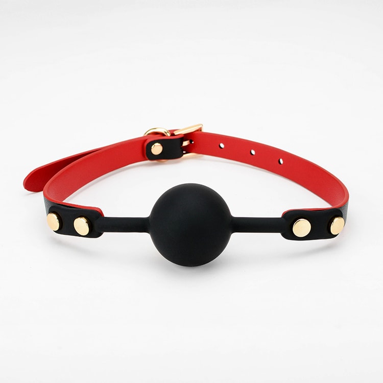 PinklemonLA Mouth Ball Gag Soft Solid Hole Mouth Ball Silicone Mouth Gag  Conditioning Adult Erotica - Black &amp; Red - Yami.com