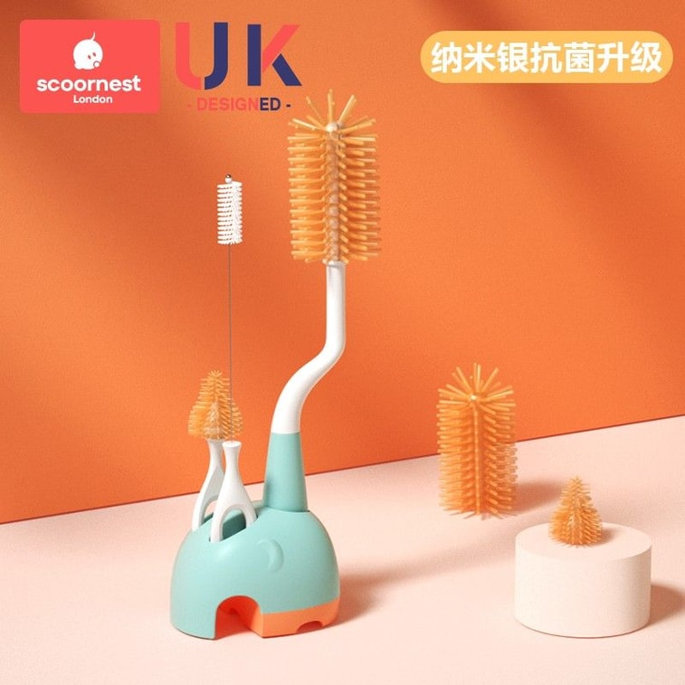 【赠品】科巢 新生儿硅胶奶瓶清洁刷 巴布粉1套 婴儿专用 防霉奶嘴吸管刷 360度无死角清洁 4