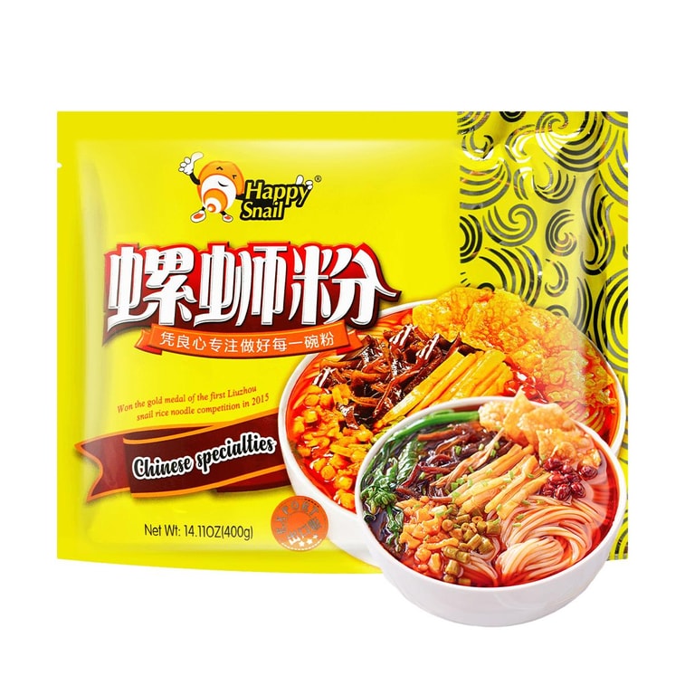羅四粉柳州カタツムリ入り米麺 - 風味豊かでスパイシー、旨味たっぷりのスープ、14.11オンス 3