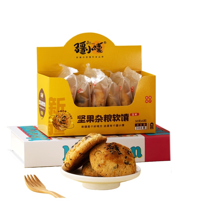 【中國直郵】 疆小馕 堅果雜糧軟酥馕 中式特產糕點 玉米口味 300g*1盒