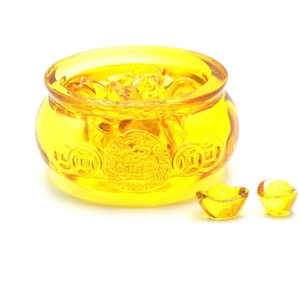 美國GINKGOHOME 金色琉璃聚寶盆金元寶 桌面裝飾品