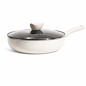VELOSAN Moonstone 24cm Nonstick Frying and Sauté Pan with Lid, Flat-Bottom Steak Skillet and Stir-Fry Pan for Induction and Gas Cooktops