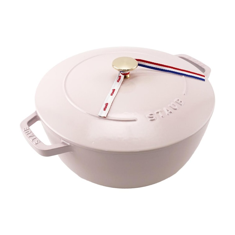 法国STAUB珐宝 铸铁锅 海鲜锅焖锅汤锅 多功能珐琅锅 4.73L 牡丹粉 8