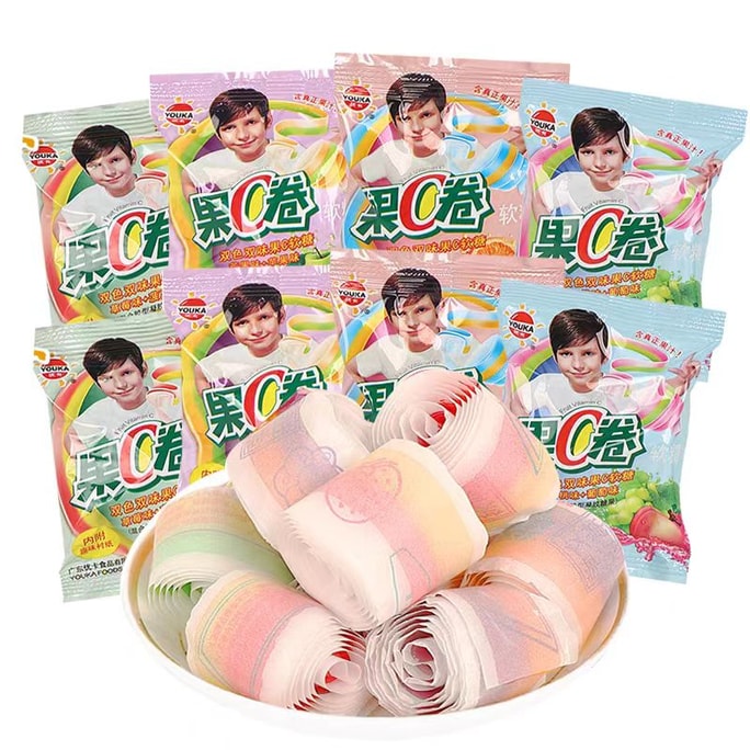 [중국 직송] 유칼립투스 C-롤 젤리 캔디 주스 롤 캔디 80년대와 90년대 향수 어린 시절 간식 어린 시절 추억 혼합 맛 12g * 20 팩