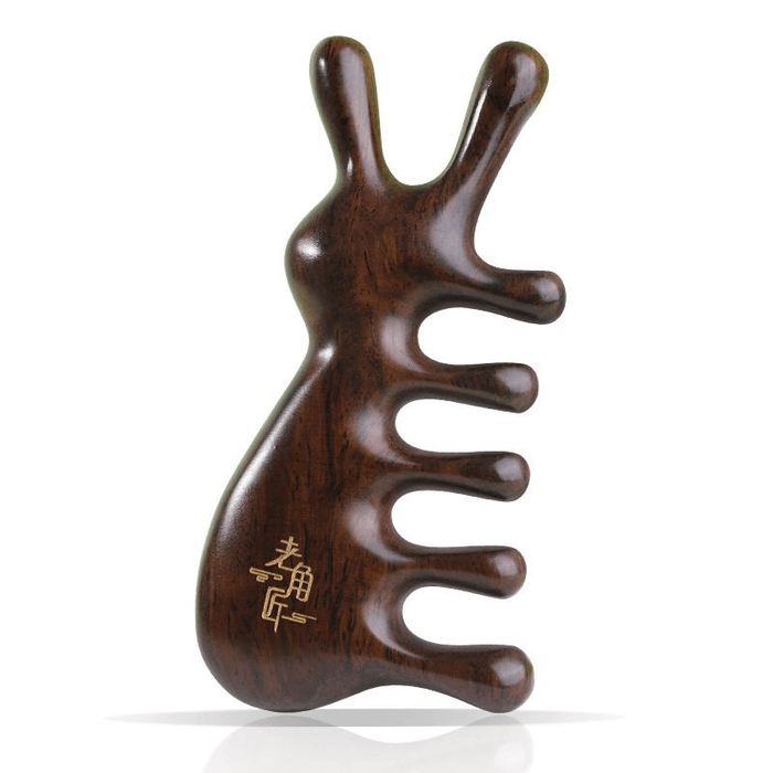 【中国直邮】 老角匠 檀木按摩梳子蜗牛形状头部经络疏通梳*1件