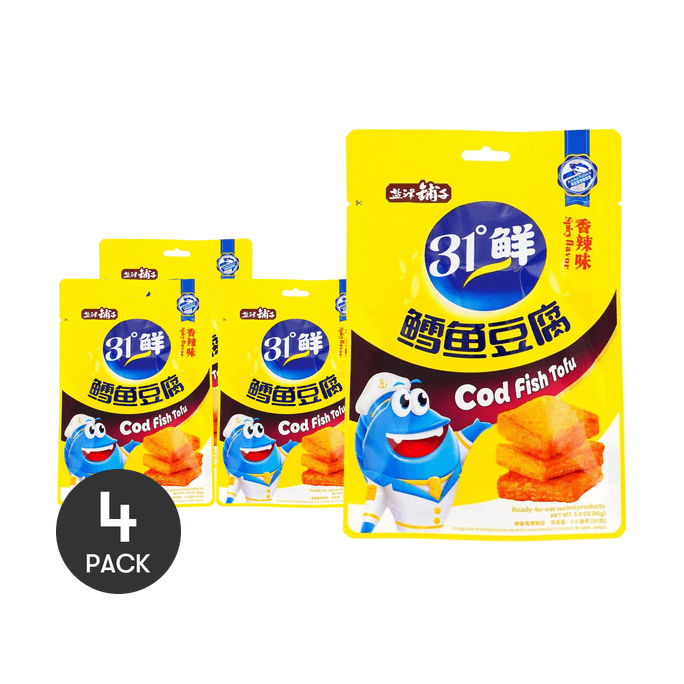 盐津铺子 31°鲜 鳕鱼豆腐 香辣味 85g *4【4份超值装】【营养高蛋白】