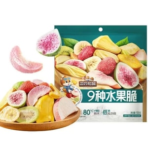 9-Fruit Crisp Freeze-Dried Strawberries, Figs, Mango, Peaches, Apples, Banana Slices, Jackfruit, Kiwi, Yellow Peaches 100g【Premium Fruits, Whole Fruit Slices】