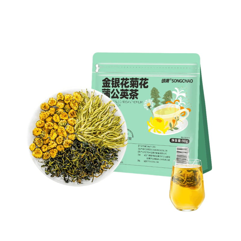 中国直邮】 颂潮金银花菊花蒲公英茶凉茶泡茶90g*1袋- 亚米