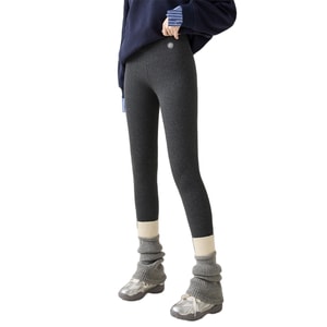 Autumn and Winter Style Lamb Fleece Plus Size Pure Cotton Medium Thickness Skinny Leg Leggings Dark Gray M