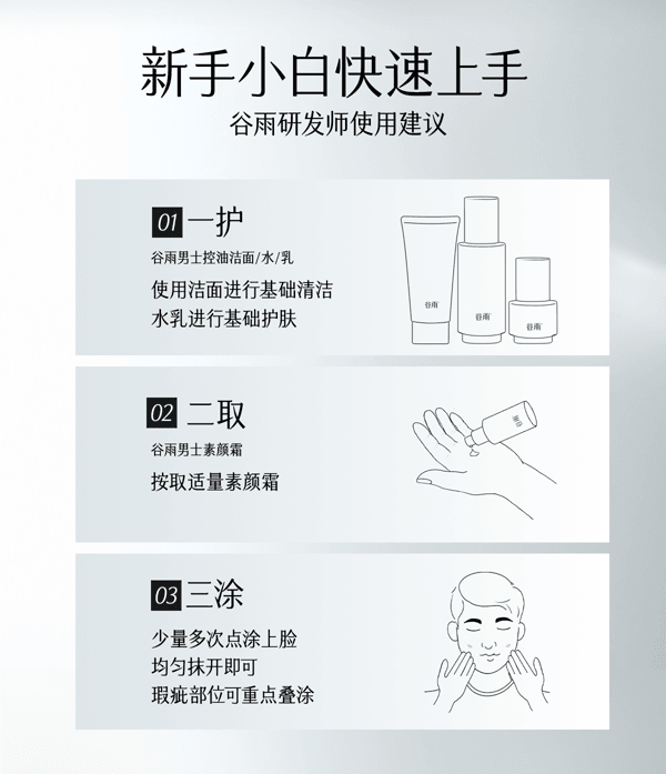 穀雨 男士套裝-水乳潔面素顏霜 控油祛痘【淘寶TOP 1熱銷榜男士護膚套裝】【性價比夯爆】【國人男士專研】節日/生日禮物 (洗面乳120g+爽膚水120ml+乳液80ml+素顏霜50g+男士禮盒)