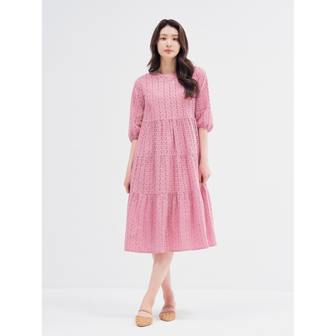 韩国 DOLSILNAI 棉质蕾丝连衣裙 Ko22d452 Pn (light Pink) L (95)