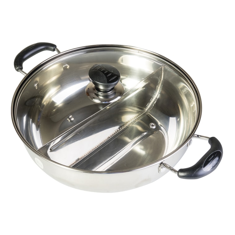 Induction Ready High Quality Stainless Steel Dual Hot Pot, 11 inch 3