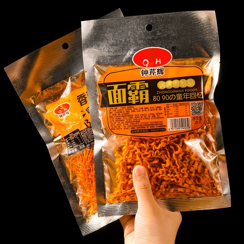 【中国直邮】钟芹辉香酥金丝条辣条面霸怀旧童年零食小吃香辣丝干面制品 香酥金丝条+面霸 30g*2包