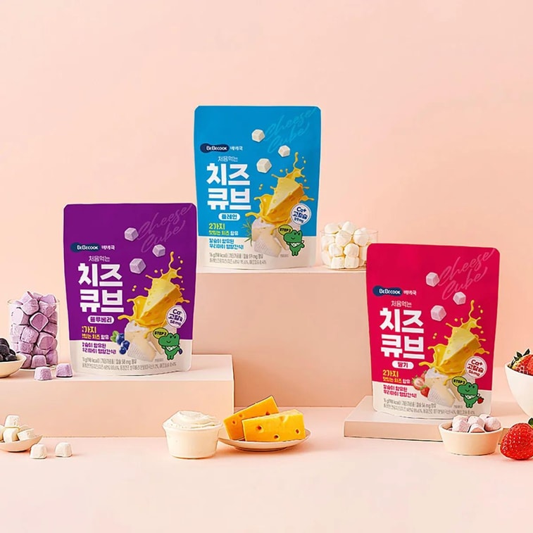 첫 치즈 큐브, 블루베리, 0.56 oz *2【2팩】【영양만점 맛있는】 10
