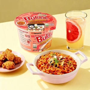 韩国SAMYANG三养 BULDAK 辣鸡肉拌面火鸡面 玫瑰奶油培根味 大碗装 105g【韩式经典拉面】【奶味香甜融合辣味酱汁】