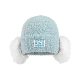 【中國直郵】 HSPM 韓版新款大頭圍護耳帽 秋冬純色保暖針織帽個性可愛顯臉小毛帽 藍色 1件