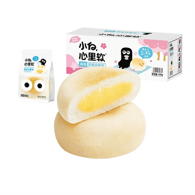 【中国直邮】 小白心里软 奶皮白面包 早餐夹心蛋糕充饥营养小吃原味450g/箱