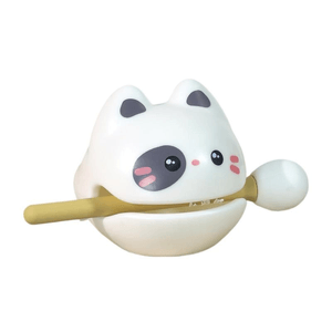 Stress-relieving Toy Wooden Fish Desk Ornament, Wooden Fish With White Cat, 57*68*60mm