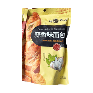 动齿大吃 早餐代餐零食 蒜香法棍切片烤面包片酥性面包干92克一袋