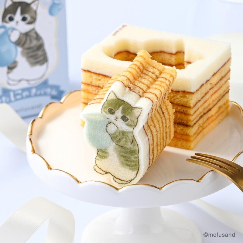 【日本直邮】 日本 KATANUKIYA mofusand联名 牛奶小猫立体年轮蛋糕 牛奶味 1个装
