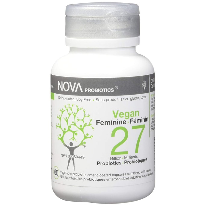 NOVA PROBIOTICS Vegan FEMININE 27 Billion Probiotics per Capsule -60 VCaps