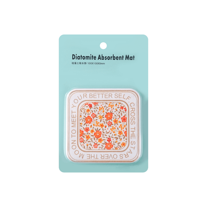 Diatomaceous Earth Coaster Diatom Mud Mat Yellow Flower Square 10cm