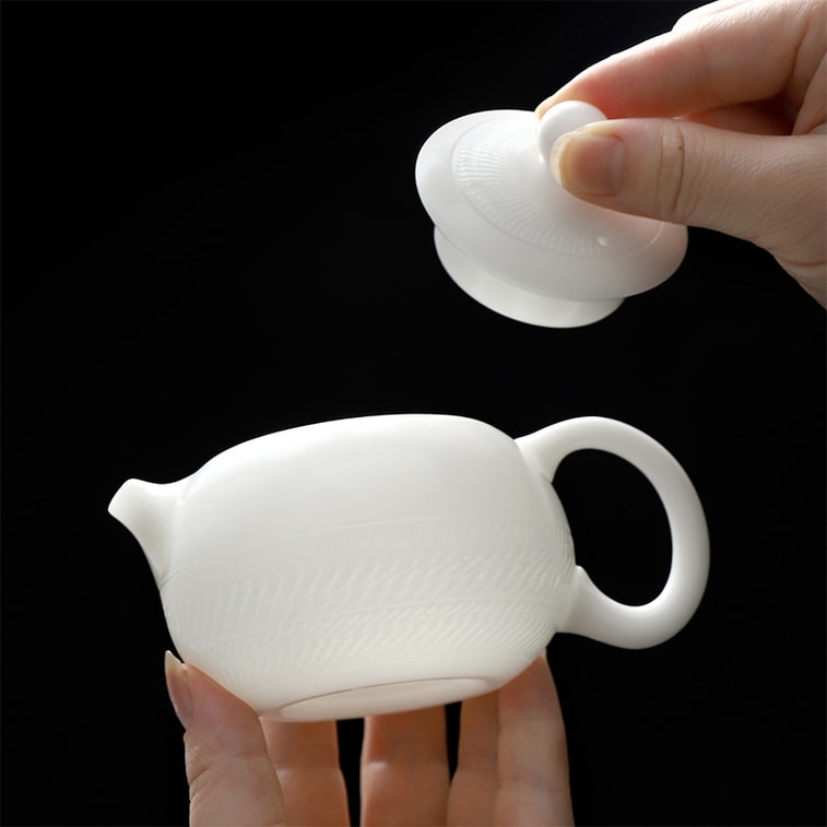 康乐品 世界瓷都白德化  王存旭大师跳刀西施壶 羊脂玉白瓷泡茶壶 简约茶壶单壶功夫茶具礼品 4