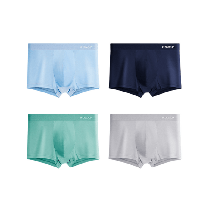 Men's Underpants Thin Traceless Navy+Light Blue+Light Grey+Green L