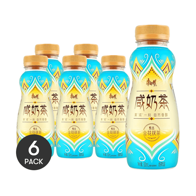 Salty Milk Tea Golden Flower Fu Tea,10.14 fl oz *6【6 Packs】【0 Trans Fat】