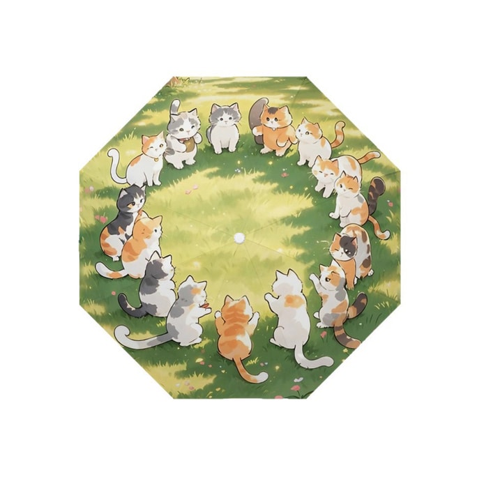 New Cute Cat Rain And Rain Dual-use Uv Resistant Sun Umbrella Cat In A Circle - Manual Version F