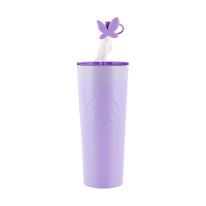 STARBUCKS Purple Stainless Steel Straw Tumbler with Butterfly Stopper 820ml 【Fantasy Story】
