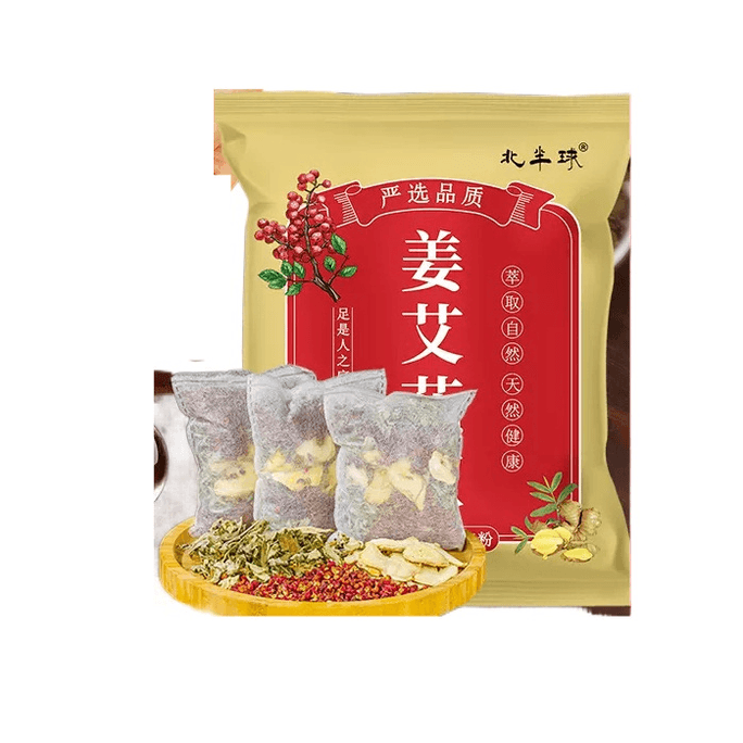 【中国直送】山椒・生姜・よもぎ・よもぎの葉の足浸し薬用パック 解毒・除湿 25g×30包/袋