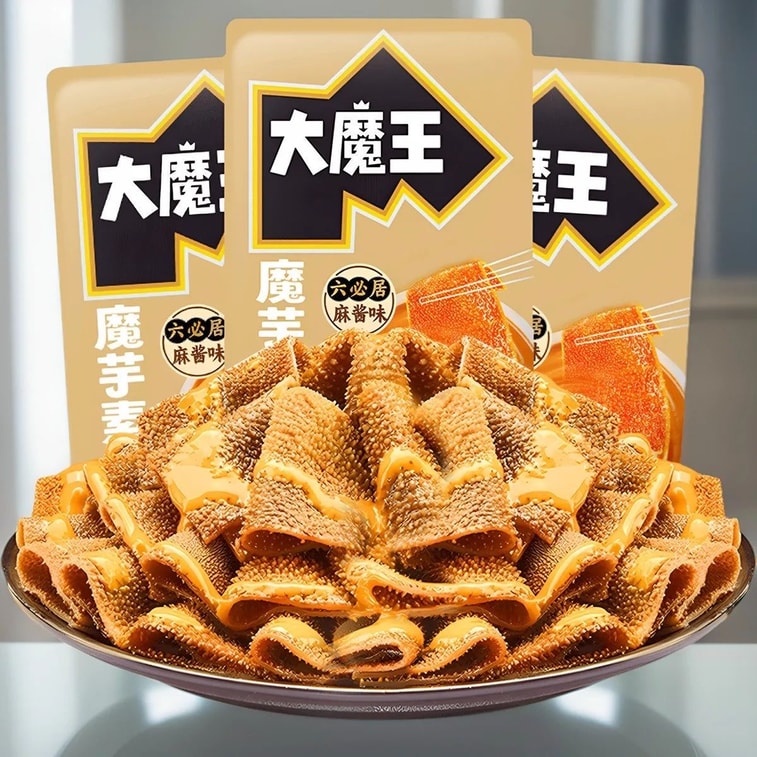 Great Demon King Konjac Snack Spicy Strips Spicy Slices Sesame Sauce Vegetarian Tripe 108g*1 Bag [Contains 6 Packs] 3