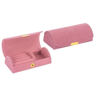 Fancy Jasmine 轻奢精致迷你首饰收纳盒  1盒装粉色  出差旅行便携戒指项链珠宝丝绒饰品盒