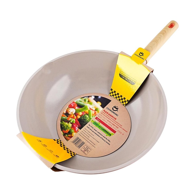 Wok en cristal de céramique, wok antiadhésif à concentration d'huile, couvercle non inclus, 12,6 pouces, convient pour cuisinières à induction et à gaz 5