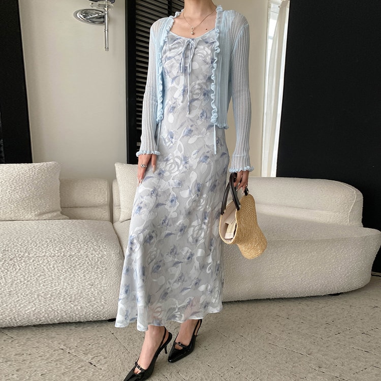 french grey floral dress Augusta Dress