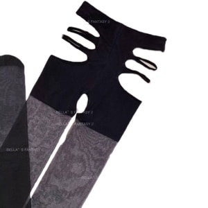 Bella's Fantasy Candice Hot Cut-out Pantyhose High Waist Crotchless Pantyhose Women's Lingerie & Hosiery Black One Size
