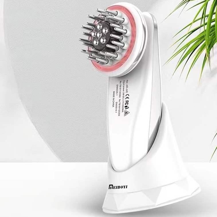 健康な頭皮環境を整える：MEIBOYI 育毛器 電動マッサージコーム 頭皮アプリケーター 赤青光ヘアケアコーム ホワイト（1個） 5