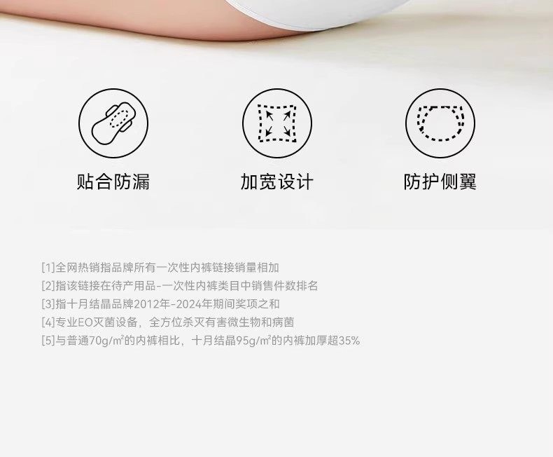 【中国直邮】 十月结晶 产妇一次性内裤 M(适合腰围60-67cm) 20条 产前150-180斤内穿 纯棉月子内裤 大码 5条/盒*4盒=20条