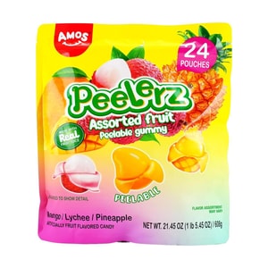 Peelerz Fruit Gummy Candy, Mango Lychee Pineapple Flavor,Shareable Variet Packs, 21.4oz