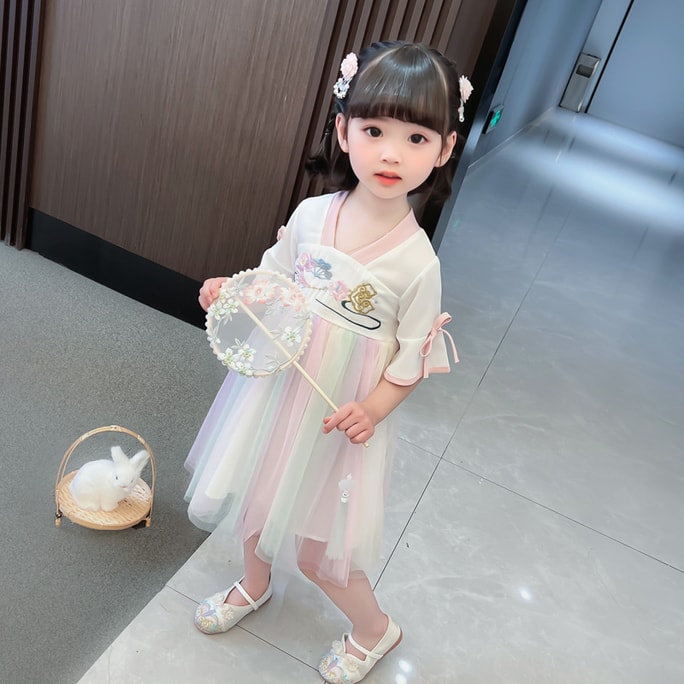 Children's Hanfu girls short-sleeved suit super fairy new baby girl thin section cute antique children's dress