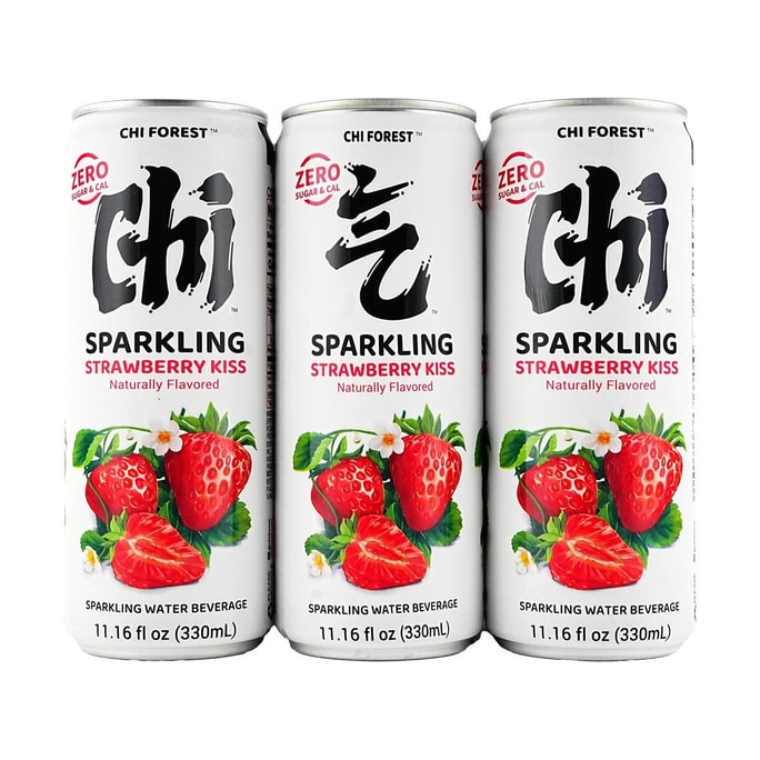 스파클링 워터 딸기맛, 소다 음료, 11.16 fl oz * 6팩【설탕 0칼로리 0지방】