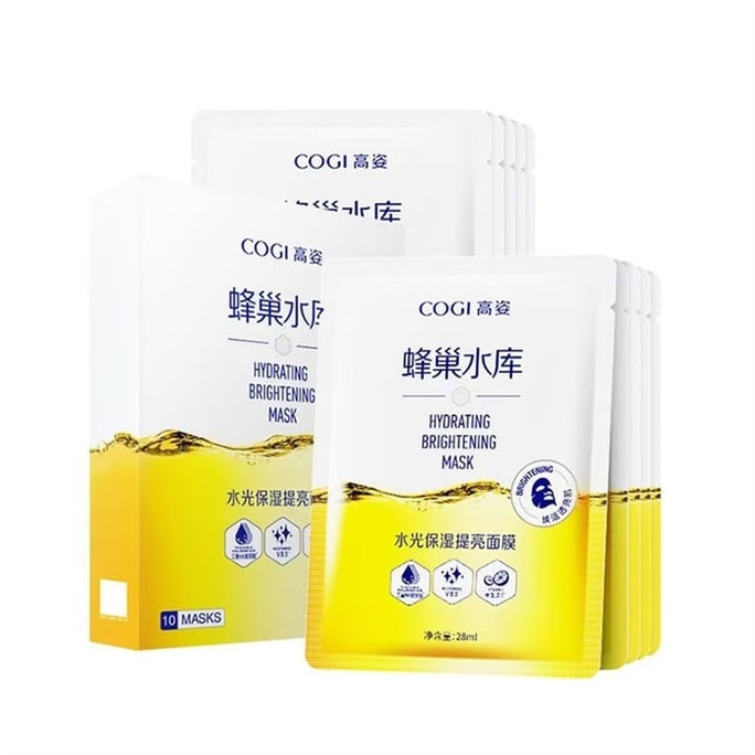 【中国直邮】 高姿 蜂巢水光保湿焕采面膜 快补水 强抓水 深储水 保湿烟酰胺 10片/盒