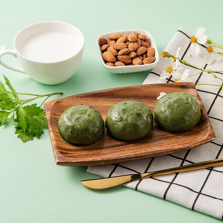 청단 - 녹색 쌀공, 타로 페이스트와 커스터드 맛, 4개, 7.05온스 6