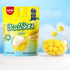Peelerz Peeling Gummy Candy ,Lemon Flavor, 6oz【Made With Real Fruit Juice】