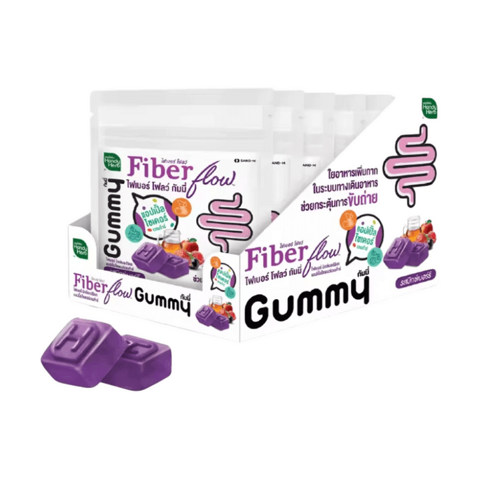【中国からの直送】タイ産 便利なハーブ配合 減塩グミ、酵素グミ、食物繊維配合 便秘解消グミ、6袋×4個入り