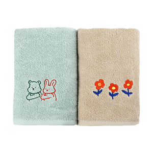 페이스 타올 목욕 타올 40x80cm 2개 자수 My Buddy