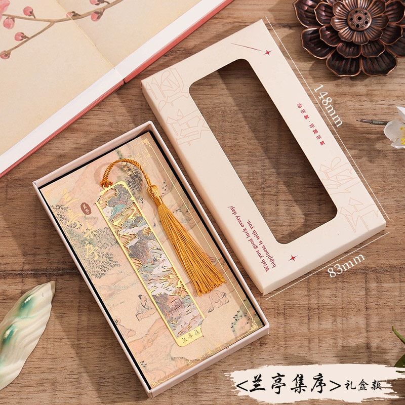 【美品】故宮博物院蔵 蘭亭序 複製巻物 中国直送】故宮博物院文化創意商品 - 蘭亭序文 - 金属製ブックマーク